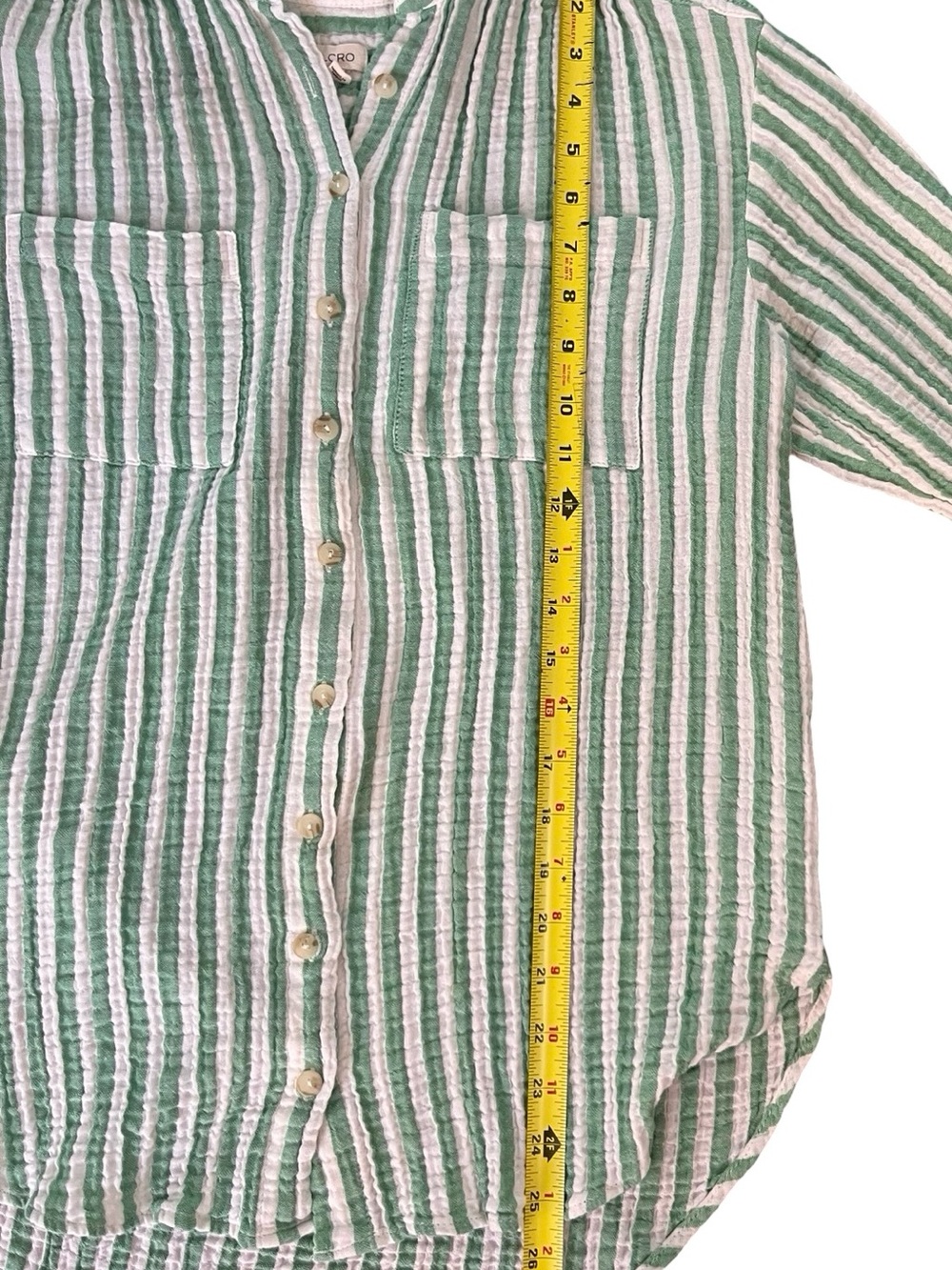 Pilcro Green and White Striped Button Down Shirt - Picture 12 of 15